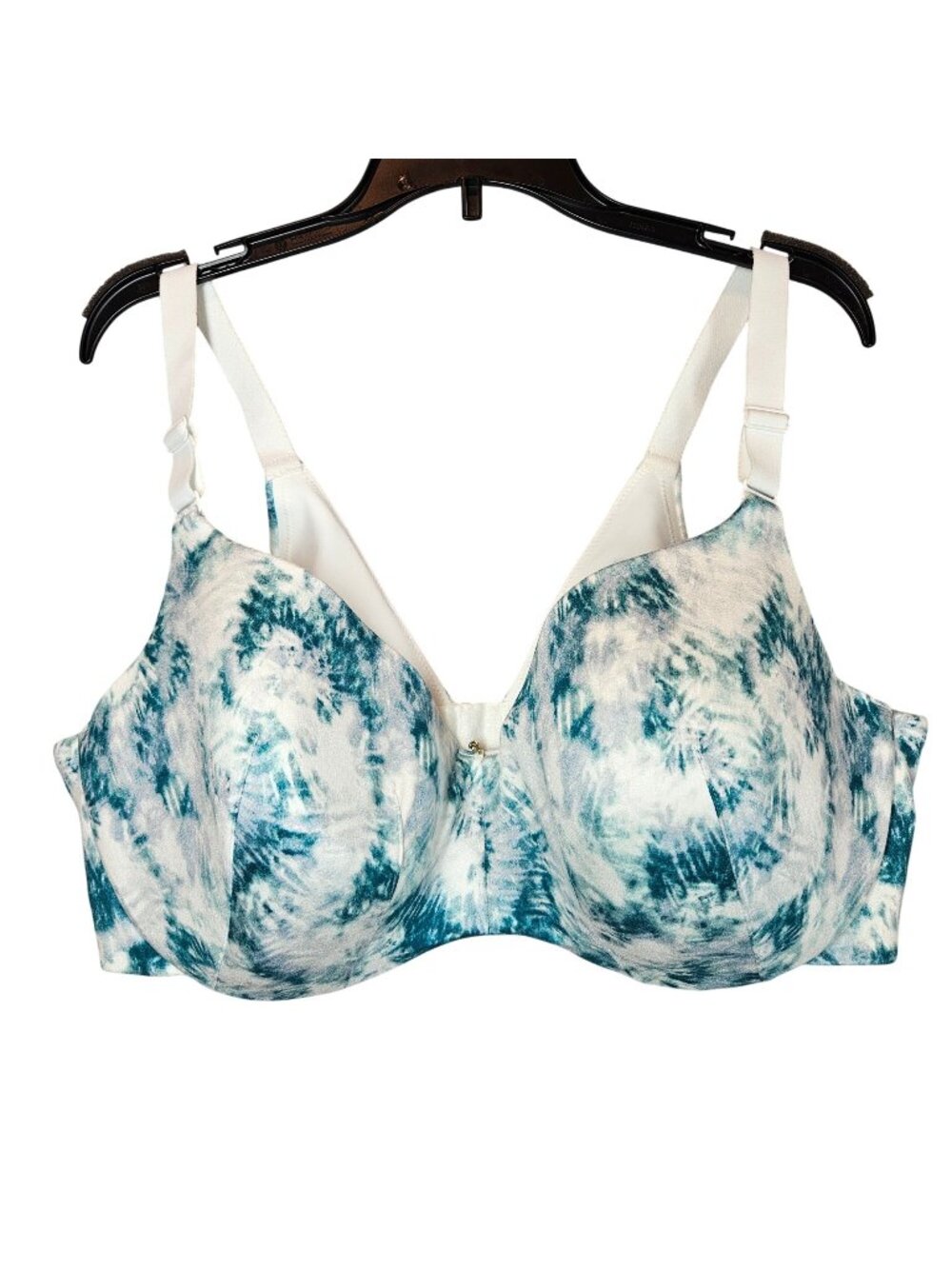 Cacique Lightly Lined Balconette Bra 40DD Tie-Dye Blue White Underwire foam cups